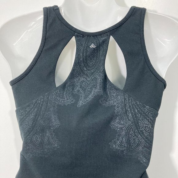 Prana Black Built In Bra Tank Top Paisley two holes on back yoga size S - Picture 4 of 5